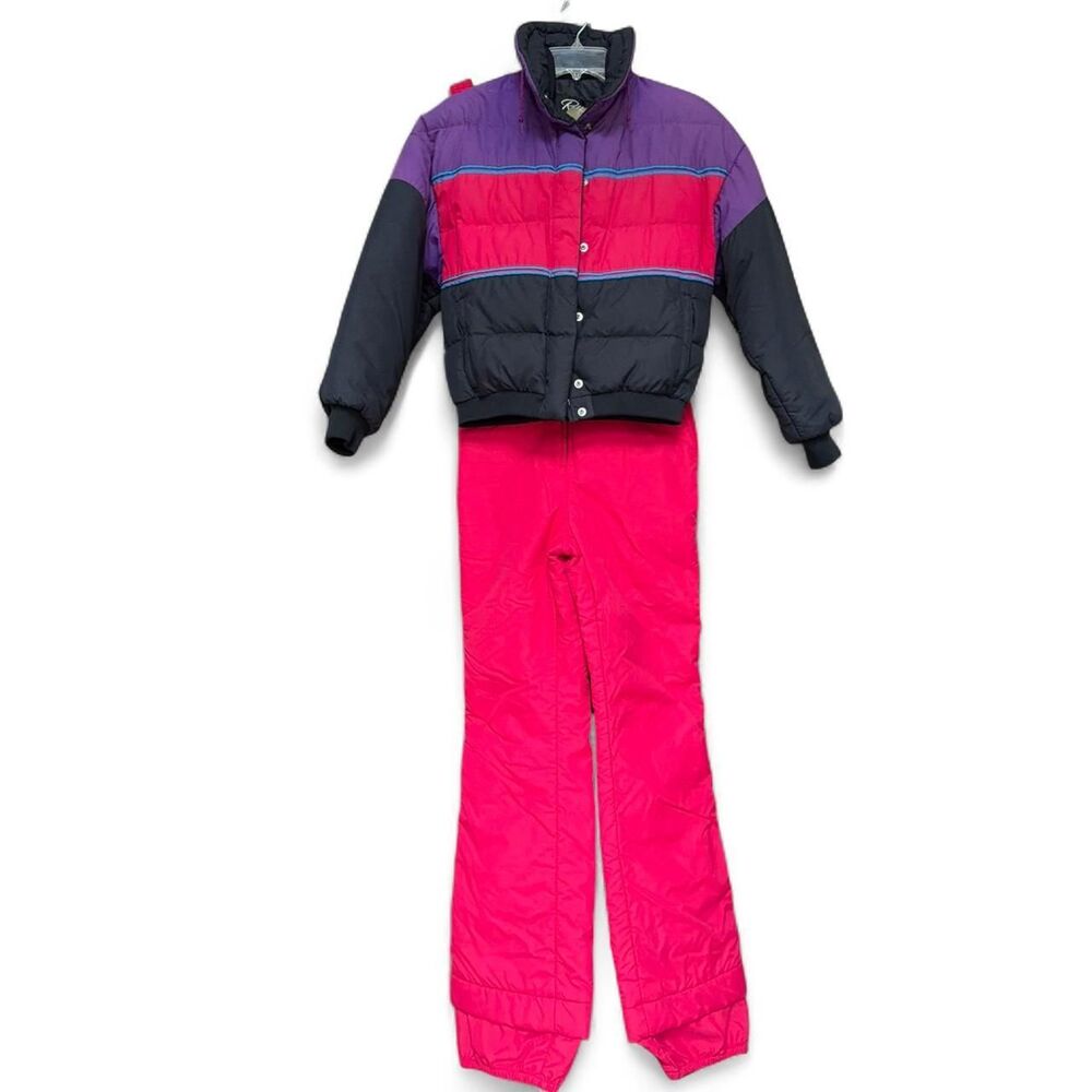 Vintage 80s/90s  Roffe Ski Suit Set Puffer Jacket & Taos Bib Overalls size 8